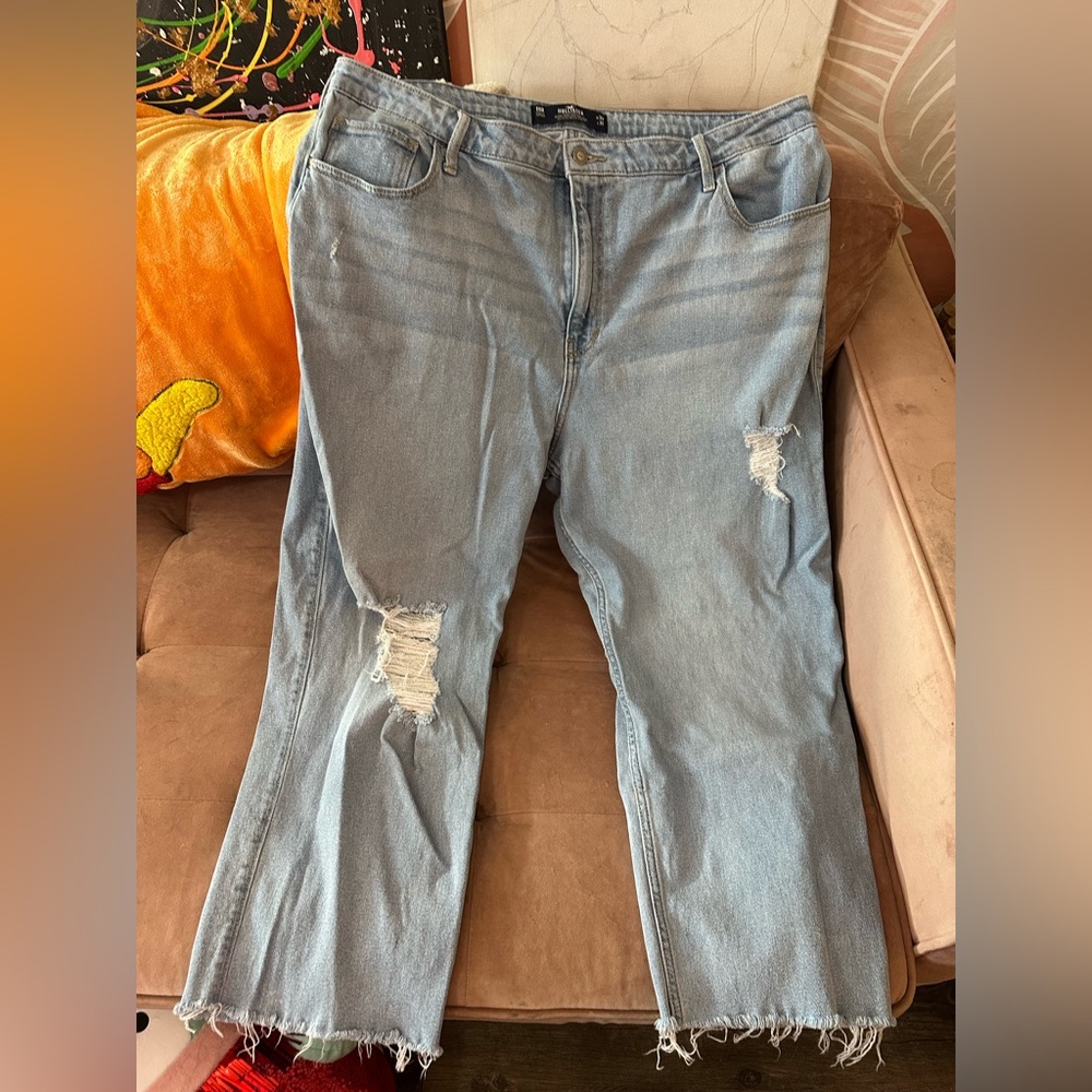 Hollister Light Blue Straight Leg High-Rise Dad Jeans Size 19 R 34x31